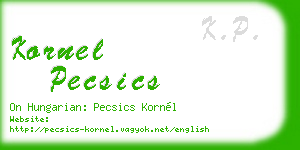 kornel pecsics business card